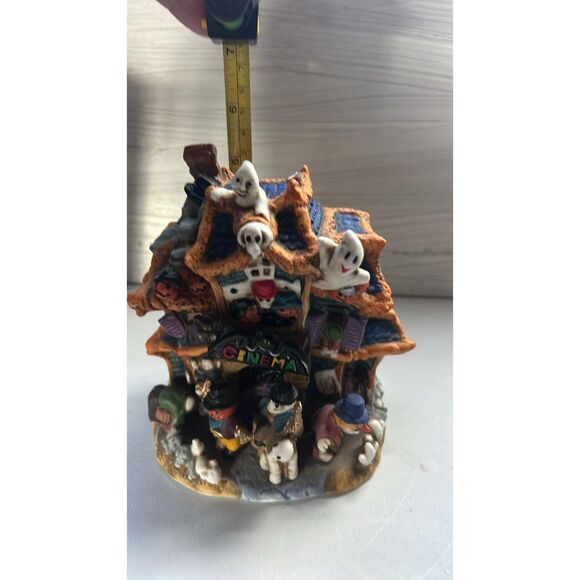 Vintage 2000 Spooky Hollow Halloween Porcelain House Cinema No Cord - Picture 6 of 9